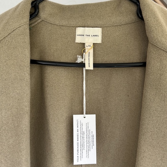 NWT Laude the Label Wool Trench Coat L / XL Women cream tan neutral - Picture 3 of 6